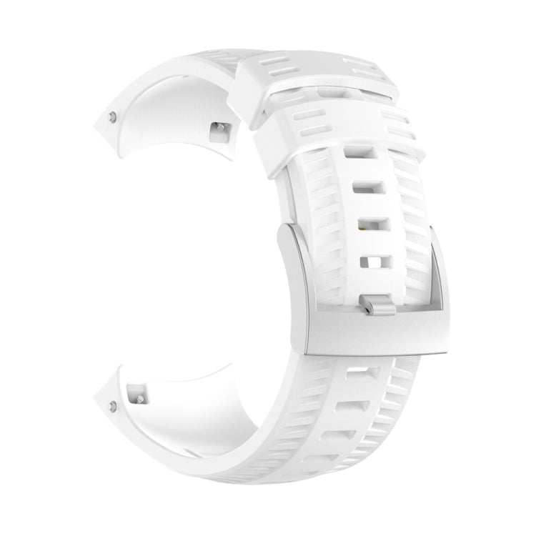 Silicone watch band for SUUNTO 9 in white, curved strap with metal buckle