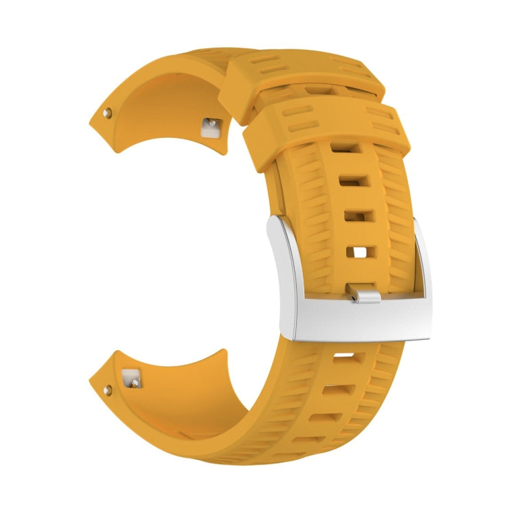 Silicone watch band for SUUNTO 9 in yellow, curved strap with metal buckle