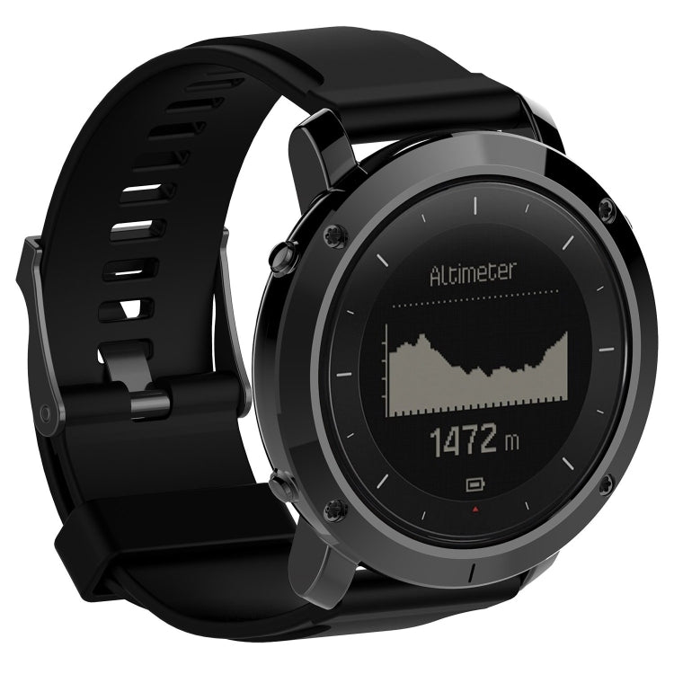 Black silicone watch band with black buckle for SUUNTO Traverse smartwatch