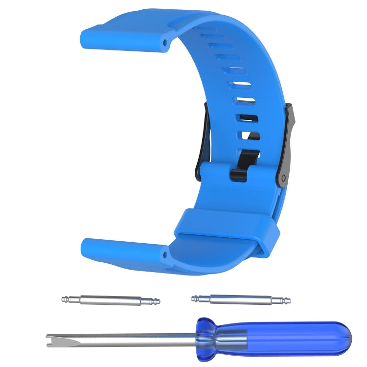Blue silicone watch band with spring bars and adjustment tool for SUUNTO Traverse