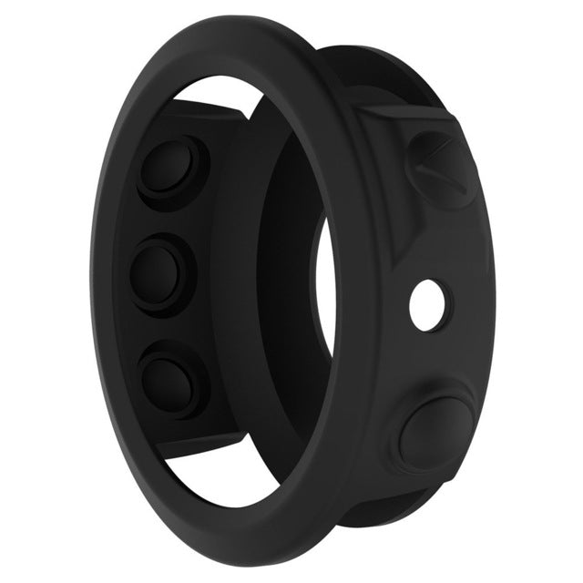 Black silicone protective watch case for Garmin Fenix 5 with side button guards