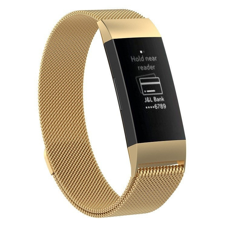 Gold stainless steel mesh watch band with magnetic clasp, size large