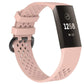 Light pink perforated sport watch band with adjustable strap and textured clasp area.