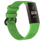 Green perforated sport watch band with adjustable strap and textured clasp area.