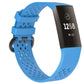 Adjustable blue sport watch band with square-hole silicone perforations