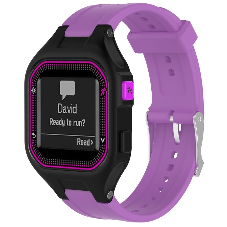 Adjustable watch band in purple with black smartwatch and magenta accent lights