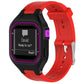 Adjustable watch band in red with black smartwatch and magenta accent lights