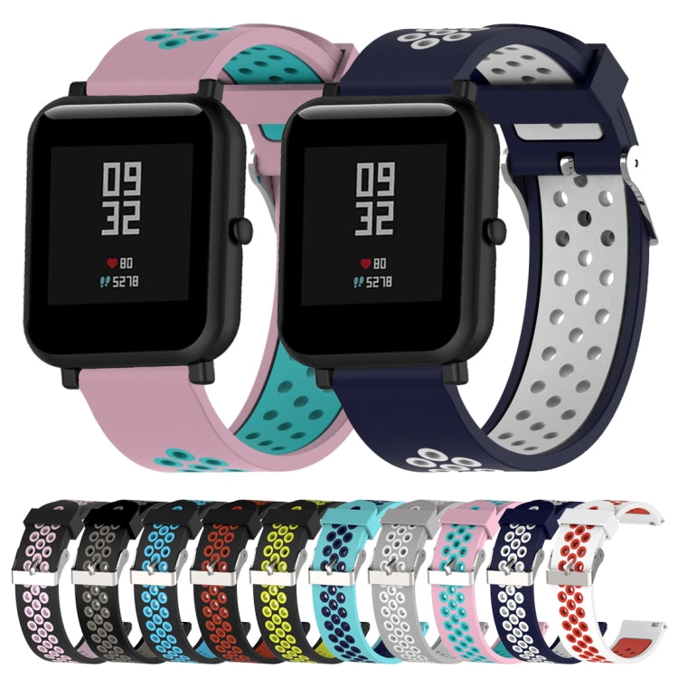 Set of silicone sport watch bands in multiple colors, perforated 20mm straps