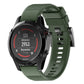 Dark green 22mm silicone watch band with perforated texture and buckle