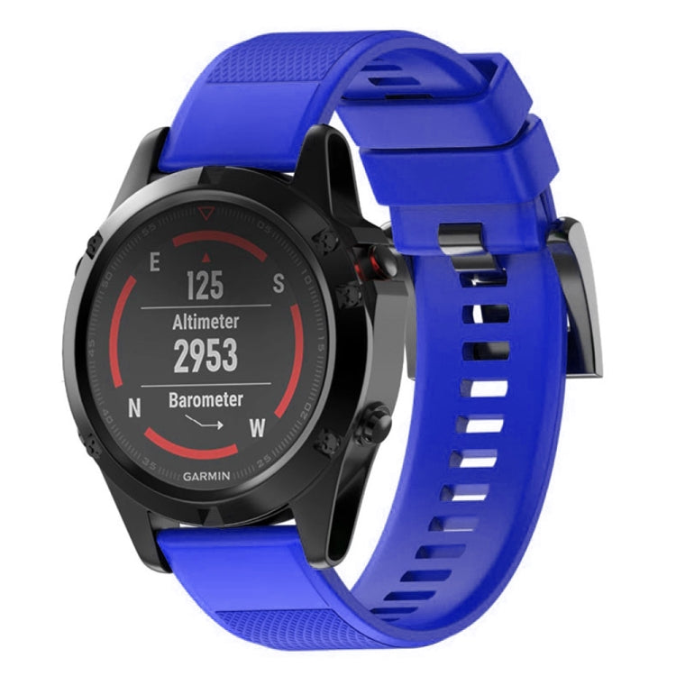 Blue silicone watch band with textured strap and snap clasp for 22mm watches