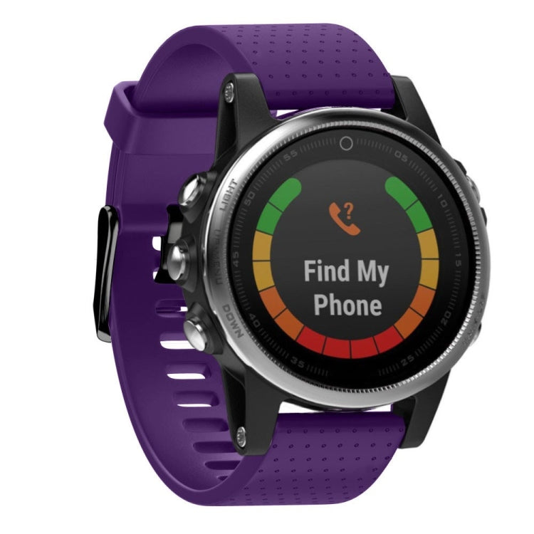 20mm silicone watch band in purple, perforated strap with quick-release pins