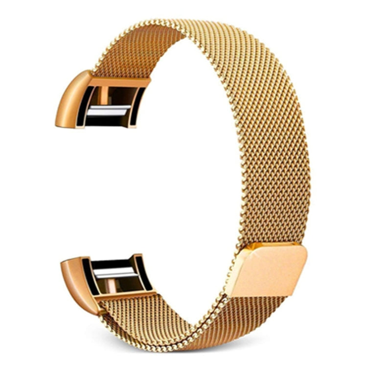 Stainless steel watch band, size L, gold mesh with metal clasp
