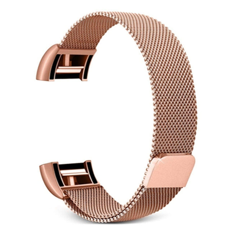 Stainless steel watch band, size L, rose-gold mesh with metal clasp