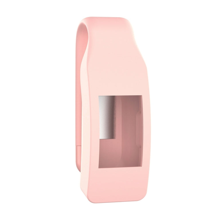 Pink silicone watch case with screen window and clip button opening