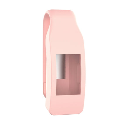 Pink silicone watch case with screen window and clip button opening