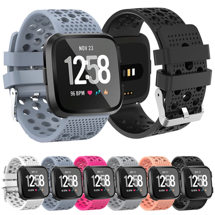 Set of vented watch bands for Fitbit Versa in several colors, perforated strap
