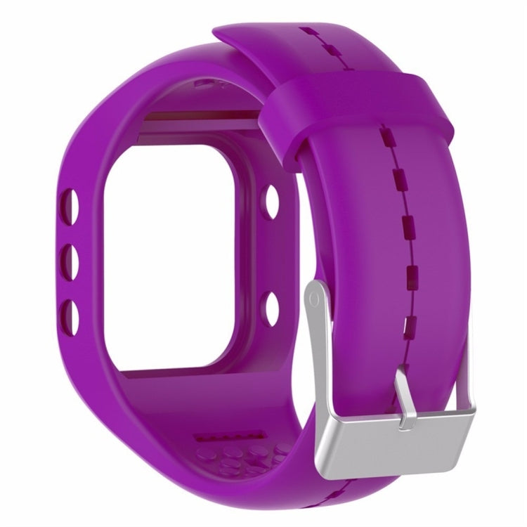 Purple silicone watch band with row holes and metal clasp for POLAR A300