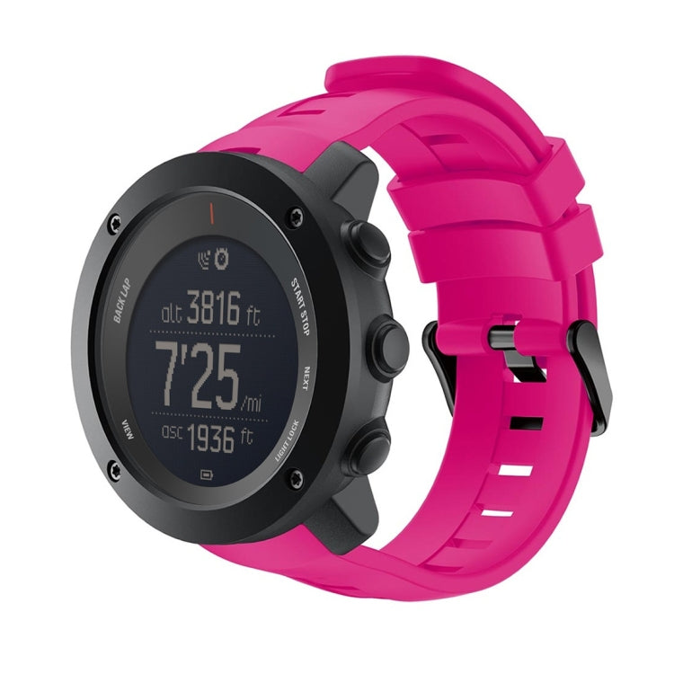 Rose red silicone watch band with black clasp for Suunto Ambit3 Vertical watch