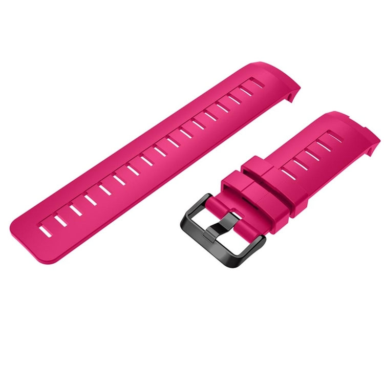 Rose red silicone watch band with metal buckle and adjustment holes