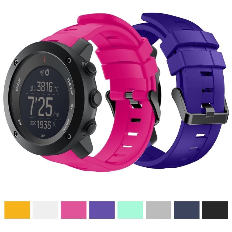 Rose red and blue silicone watch bands with matching color swatches