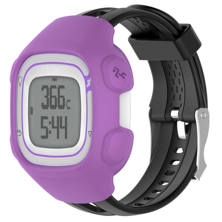 Purple silicone protective case for smartwatch with display window and side buttons
