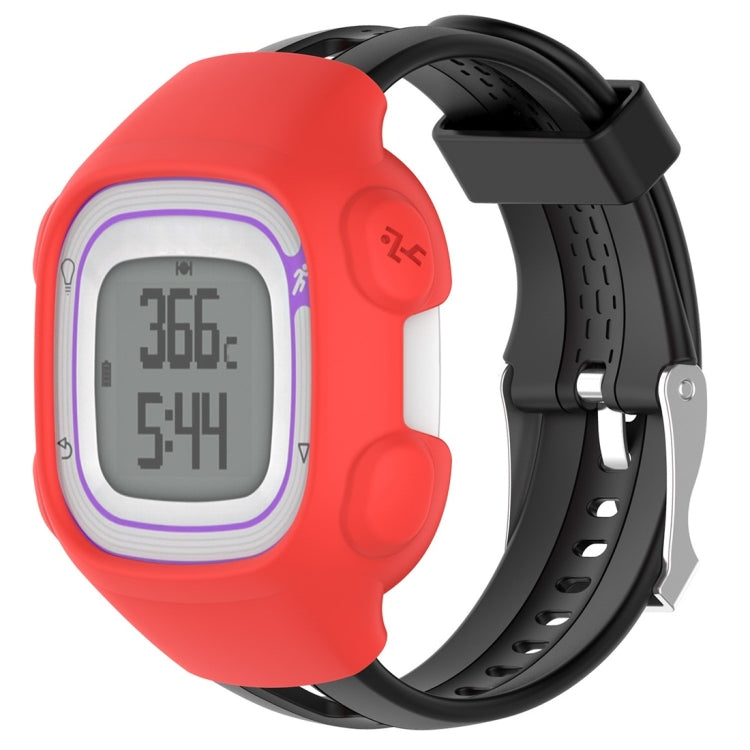 Red silicone protective case for smartwatch with display window and side buttons