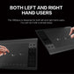 Tablet with side control buttons shown for left- and right-hand use