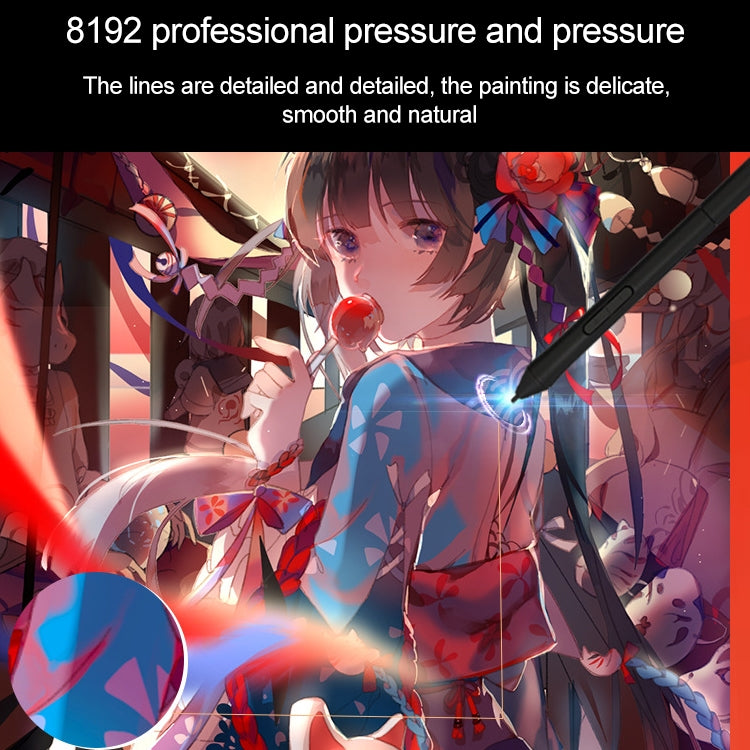 Stylus drawing on digital tablet screen with colorful character artwork