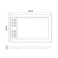 Drawing tablet dimensions with stylus shown; 36cm wide and 24cm tall