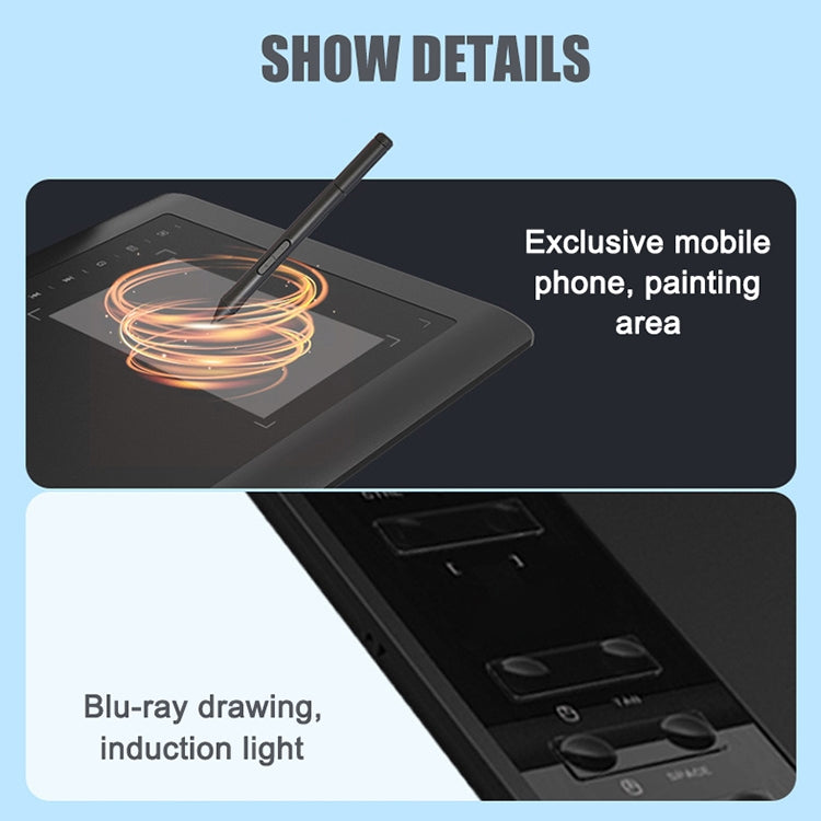 Black drawing tablet with stylus hovering over the dark screen