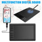 Drawing tablet with stylus and connected cable, tablet shown from front and back