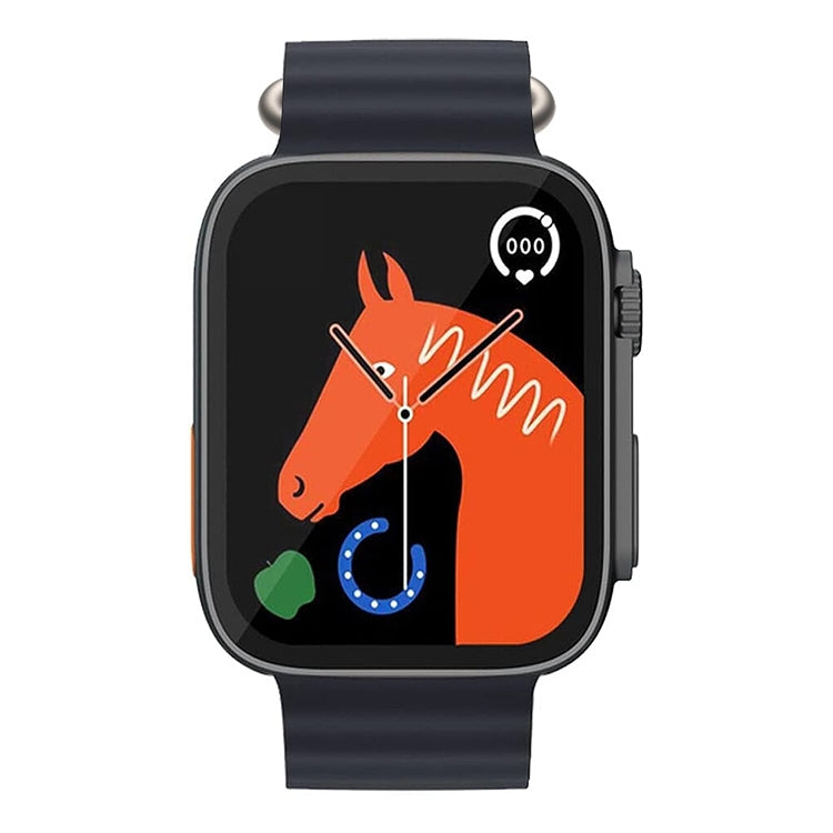 Smartwatch with black silicone band, black case and colorful graphic display