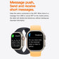 Two smartwatches with black and orange silicone bands, message icons on screens