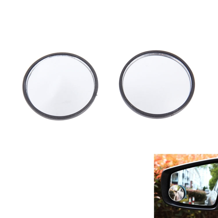 Pair of round blind spot rear-view wide angle mirrors, black rim, 5.3cm diameter