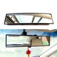 Installed interior rearview mirror with black frame and central mounting stem