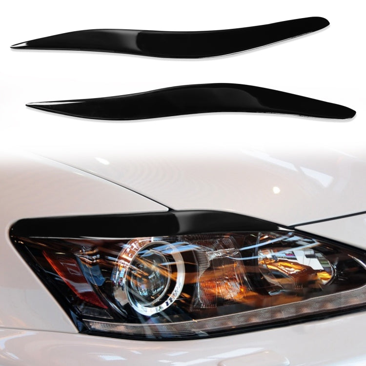 Black ABS headlight eyebrows with installed trim over front headlight