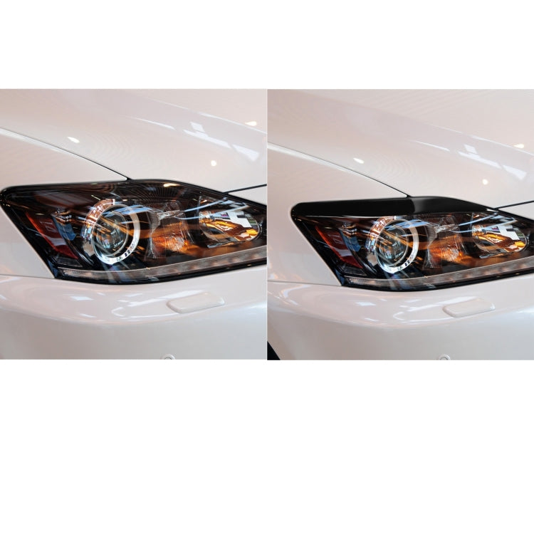 Black ABS headlight eyebrows installed on front headlamp, side view