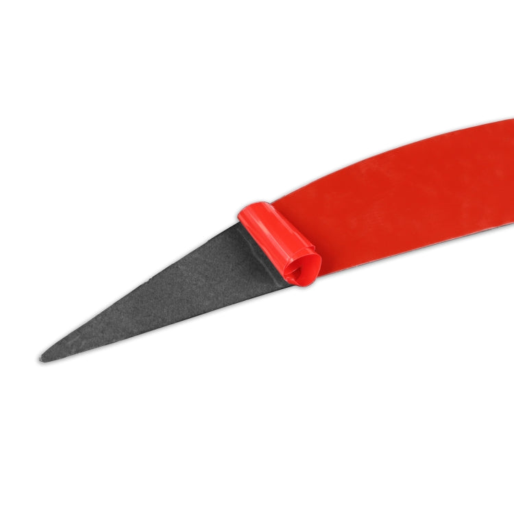 Black ABS light eyebrow with red tape and grey adhesive backing