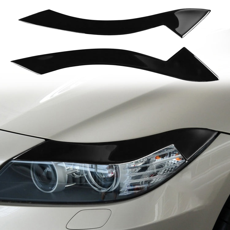 Black ABS light eyebrow trim set, curved overlays for headlight