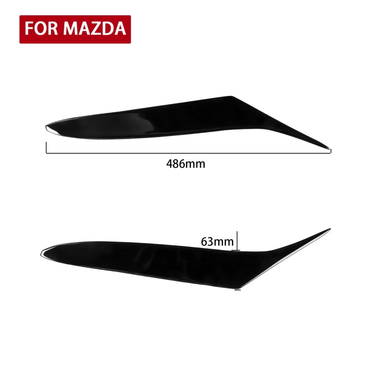 Black ABS headlight light eyebrow covers, 486mm length, 63mm width