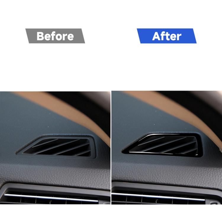 Black instrument air outlet trim sticker installed on dashboard vent