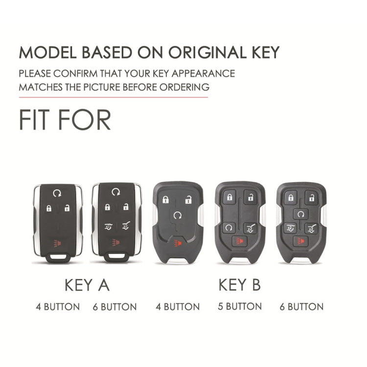 Key fob case compatibility chart showing 4-button and 6-button key styles