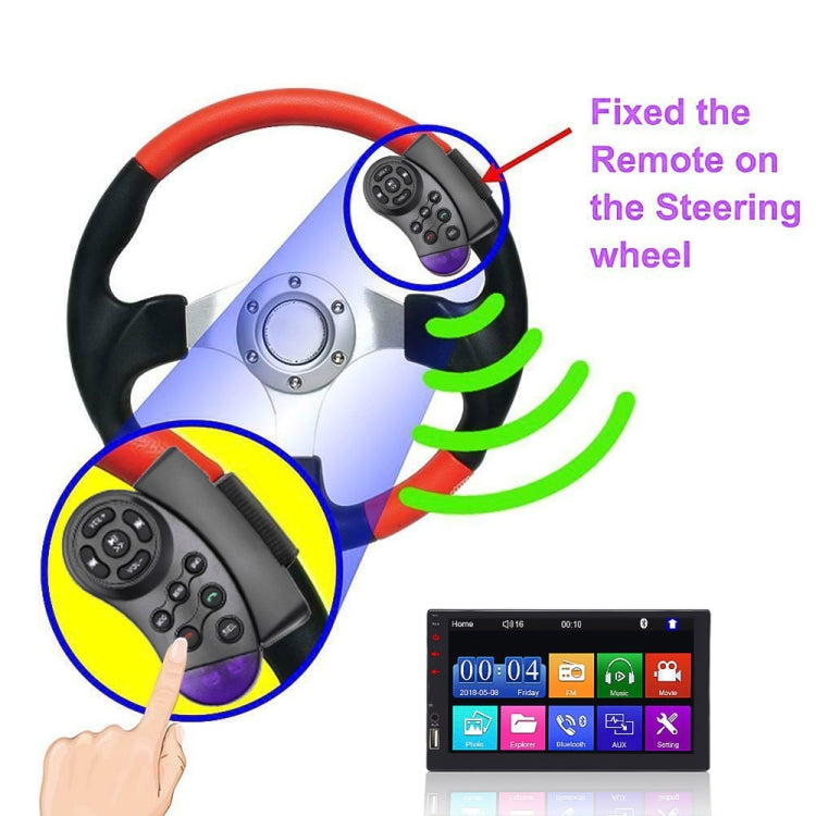 Steering wheel remote kit with controller and mounting clamp, black with purple base
