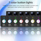 Car MP5 head unit front showing multi-color button light patterns