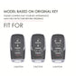 4-button key fob cover fit guide showing compatible remote key shapes