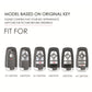 Key fob case fit guide showing button layouts for 2+1, 3, and 4-button models