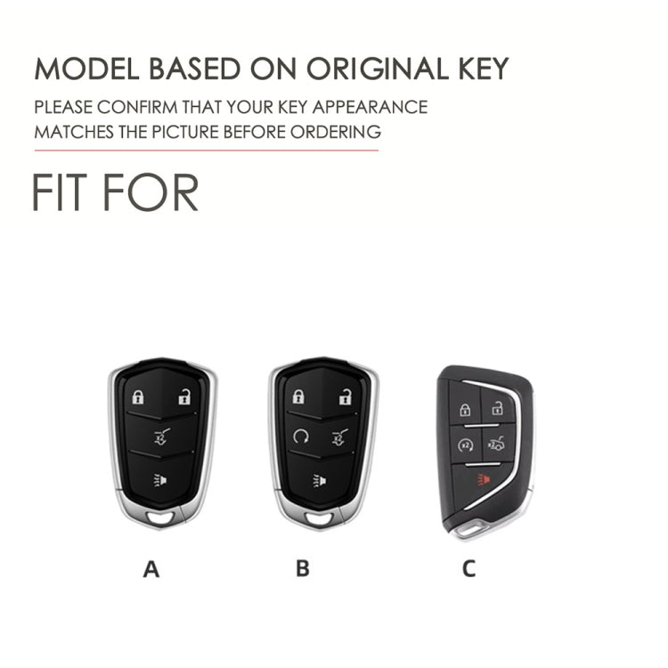 Key fob fit guide diagram showing models A, B, and C