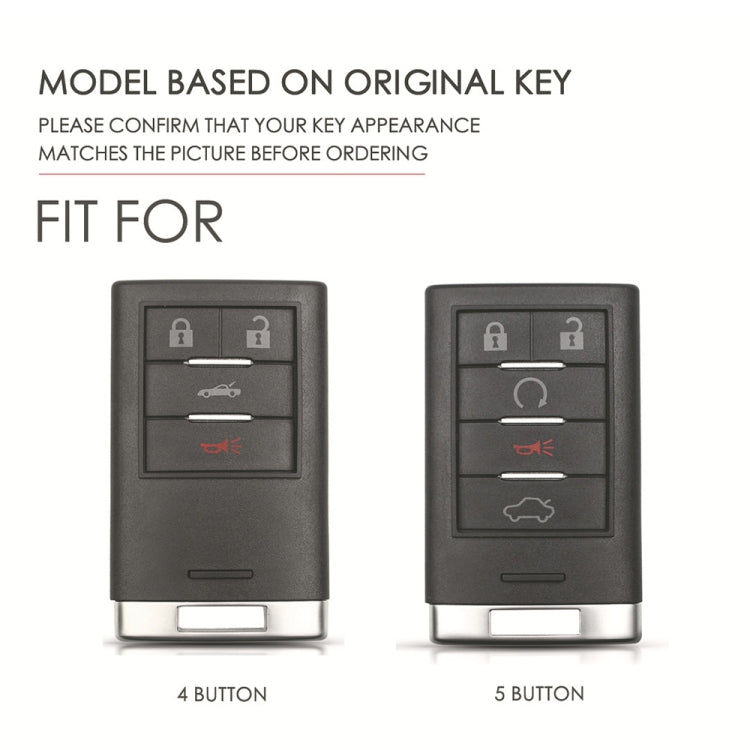 Key fob case model fit diagram for 4- and 5-button Cadillac keys