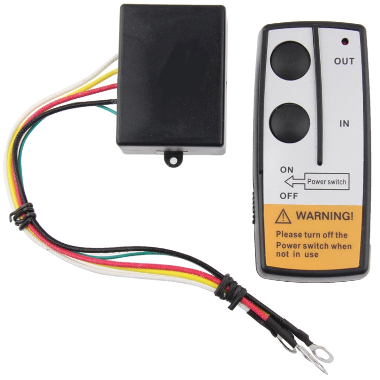 Winch controller remote and separate control module with multicolor wires and clips