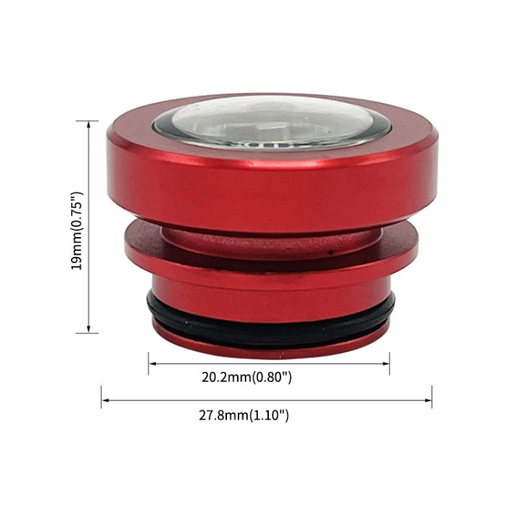 Red metal cigarette lighter dust cover with layered ring design and round cap